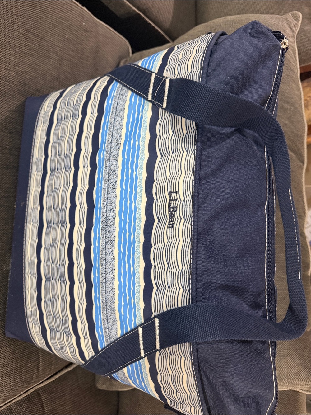 NWOT L.L. Bean Navy Blue Striped Insulated Cooler Bag